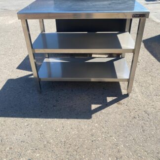 Mesa industrial acero inoxidable Steelinox de 100 x 60 x 84 cm con doble estante para hostelería.
